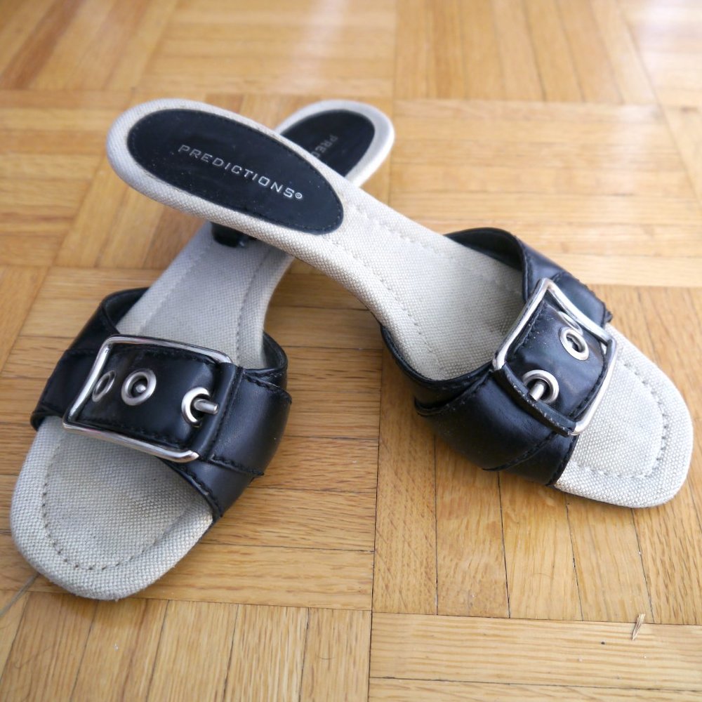 Early 2000s Buckle Slides with Kitten Heel